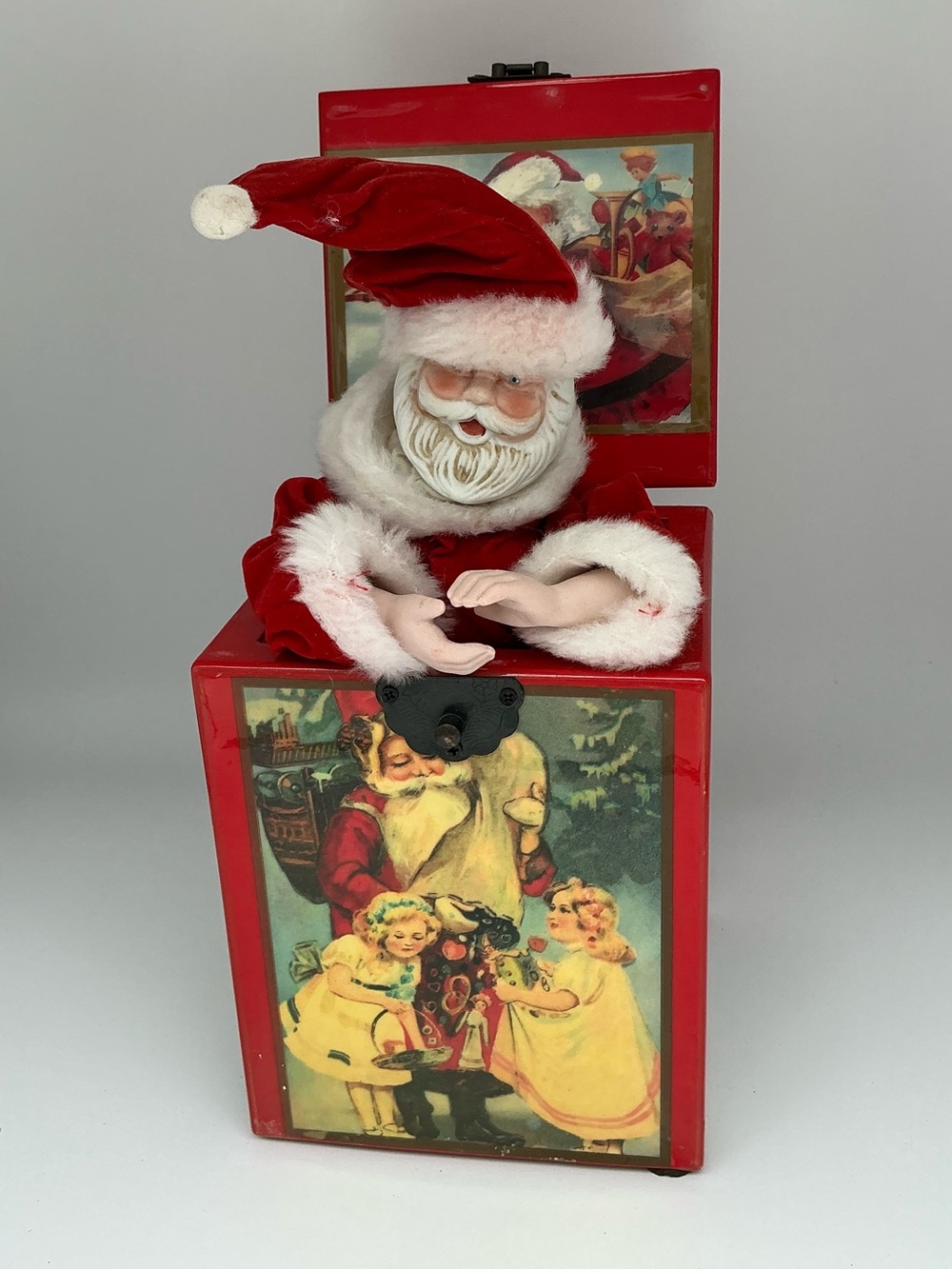 Vintage 1987 Christmas Santa Music Box Jack in the Box Animated Holiday Decor - Picture 7 of 10